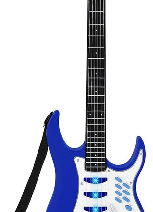 Best Choice Products Toy Kids Guitar Play Set Bundle, Pretend Play Toddler Electric Guitar Kit with Interactive Microphone, Amp, Whammy Bar, 6 Demo Songs and 2 Sticker Sheets - Blue