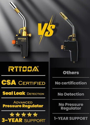 RTTOOA Propane Torch Head, GJ-8000pro High Intensity Torch Head, Trigger Start Gas Torch Kit for Propane, Pencil Flame Welding Torch Fuel by Mapp/Map/Propane, Soldering, Cooking(CSA Certified)
