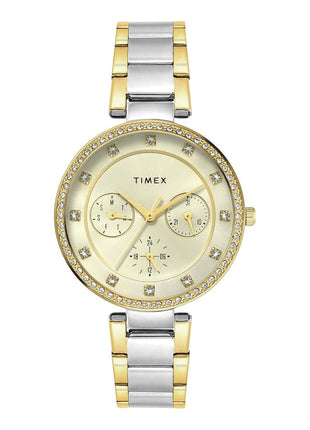TIMEX Champagne Round Dial Analog Women's Watch - TWEL18711