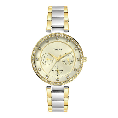 TIMEX Champagne Round Dial Analog Women's Watch - TWEL18711