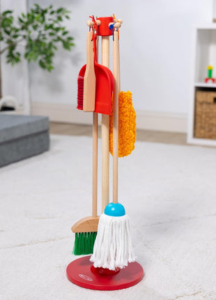 Melissa & Doug Dust Sweep Mop, 6-Pc. Toddler Cleaning Set with Kids Broom & Accessories, Preschool Learning Activities & Kids Toys for Girls & Boys 3+