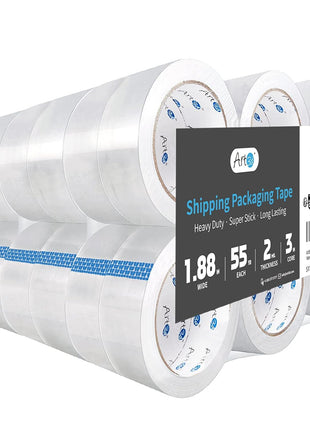 Art3d 6 Rolls Carton Sealing Tape Heavy Duty, Clear Packing Tape, 1.88 inch x 55 yds, 2 mil Thick
