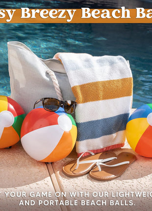 JOYIN 12-Pack 12" Beach Balls - Bulk Classic Beachball Inflatable Swimming Pool Toys for Games Adults Kids Birthday Party Supplies Combo Set, Rainbow Color Blow Up Luau Decorations Favors Gifts (12")