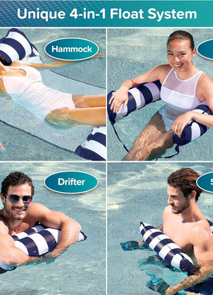 Aqua Original 4-in-1 Monterey Hammock Pool Float & Water Hammock ??Multi-Purpose, Inflatable Pool Floats for Adults ??Patented Thick, Non-Stick PVC Material ??Navy