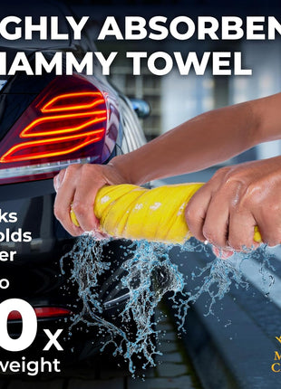 Premium Shammy Cloth for Car Drying - 26"x17" - Super Absorbent Chamois Towel for Car - Scratch-Free, Reusable & Soft