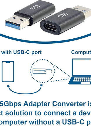 C2G 54427 5Gbps Female to USB-A Male SuperSpeed Adapter Converter, Black