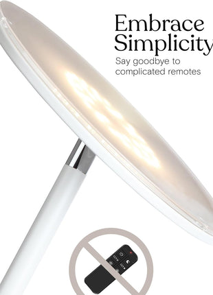 Brightech Sky LED Floor lamp, Torchiere Super Bright Floor Lamp for Living Room Decor & Office - Dimmable, Tall Standing Lamp with Warm Light for Bedroom & Reading - White