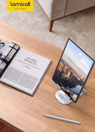 Lamicall iPad Stand Adjustable Tablet Holder, Sturdy Aluminum, Multi-Angle | Dock Stand for 4-13" iPad Pro Air Mini Kindle Tab Switch, All Aluminum Metal, Multi-Angle, Sturdy, Office Desk Accessories