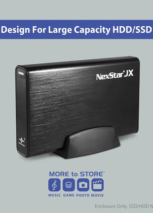 Vantec NexStar JX, USB 3.2 Gen1x1, 3.5" or 2.5" SATA III HDD/SSD Drive Green Enclosure with eSATA (NST-358SU3-BK), Black