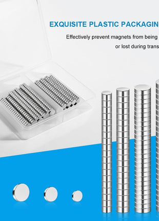 RHINOCATS 400Pcs Small Magnets, 4 Different Sizes Tiny Mini Magents, Multi-Use for Fridge, DIY, Office, Hobbies, Crafts and Science