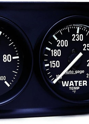 AUTO METER 2392 Autogage Black Oil/Water Gauge with Steel Console, Regular, 2.3125 in.