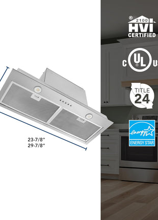 Broan Nu-Tone Broan-NuTone BBN1303SS Custom Built Insert with 2-Speed Exhaust Fan and Light, 300 Max Blower CFM, Stainless Steel, 30-Inch Range Hood Power Pack
