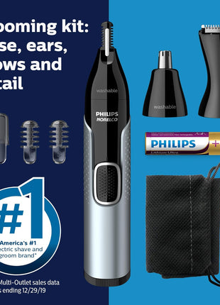 Norelco Philips Nose Trimmer 5000 for Nose, Ears, Eyebrows Trimming Kit, NT5600/62