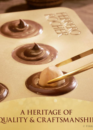 Ferrero Rocher Gourmet Hazelnut Milk Chocolate Gift Box, 24 Individually Wrapped Treats, 10.6 oz