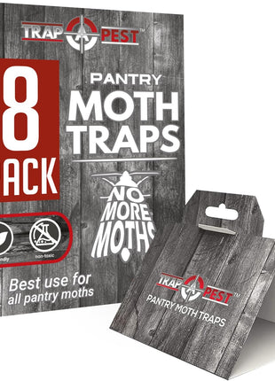 8 Pack Pantry Moth Traps- Safe and Effective for Food and Cupboard- Glue Traps with Pheromones and Anti bacterial for Pantry Moths