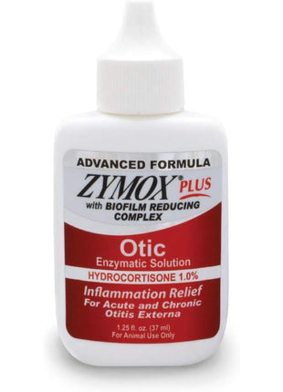 Zymox Advanced Formula Otic Plus Enzymatic Ear Solution for Dogs and Cats with 1% Hydrocortisone, 1.25oz
