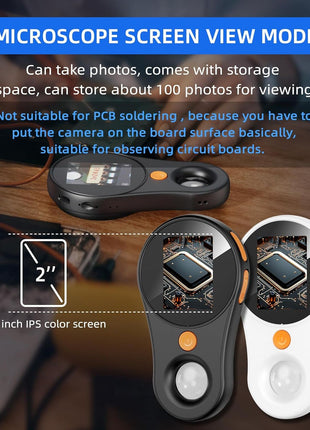 Magnifying Glass with Light Portable Handheld USB Digital Microscope Macro Camera 2.0 inch IPS Color Screen Fixed Focus, 200w Pixel, 500x Magnification, Compatible with Windows, Mac OS