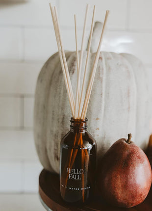 Sweet Water Decor Hello Fall Reed Diffuser Set - Hot Cider, Cinnamon, Cloves, Apple, and Nutmeg Fall Scented Diffuser - Scent Diffusers for Home, Fall Home Decor Long Lasting Fragrance Made in the USA