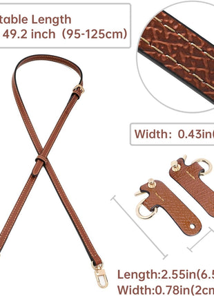 Purse Straps Replacement, Leather Handbag Crossbody Shoulder Strap Kit Adjustable for Mini Longcamp Tote Bag Women