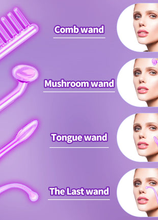 High Frequency Facial Wand-UUPAS Portable Handheld High Frequency Facial Machine Skin Facial Wand with 4 Violet Tubes