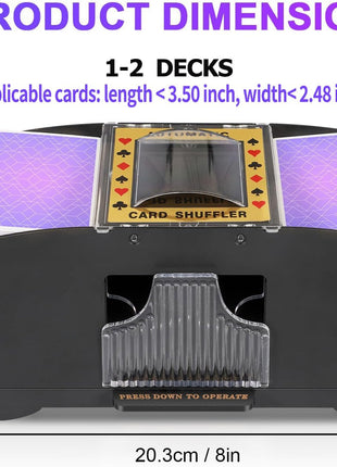 FEIERYA Automatic Card Shuffler 2/1/4/6 Deck | Battery-Operated Electric Playing Card Shuffler,Compatible with UNO,Poker for Home Card Game,Travel