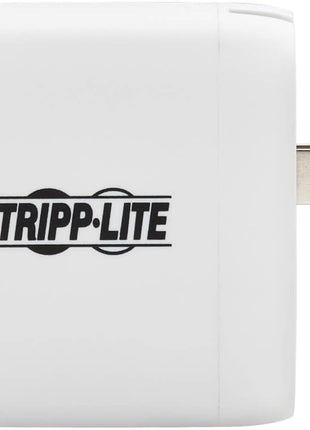 Tripp Lite USB-C Dual-Port Wall Charger, Compact Travel Size Folding Plug, USB 3.0, 40W Power Delivery Charging, Temperature Cooling Gallium Nitride Technology, 2-Year Warranty (U280-W02-40C2-G)