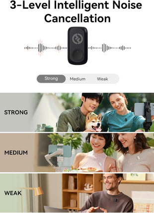 Hollyland Lark A1 Wireless Microphone for iPhone & Android, 48kHz/24-bit Studio Audio, 3-Level Noise Cancellation, 200m Range, Magnetic Mini Mic for Video Recording & Live Streaming (2TX + USB-C RX)