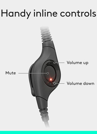 Logitech H390 Wired Headset PC/Laptop Stereo Headphones - Black | For PC/Laptop, stereo headphones, microphone, in-line controls, works with Chromebook