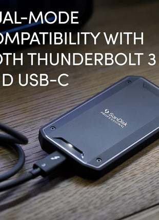 SANDISK Professional 4TB PRO-G40 SSD - Up to 3000MB/s, Thunderbolt 3 (40Gbps), USB-C (10Gbps), IP68 dust/Water Resistance, External Solid State Drive - SDPS31H-004T-GBCND