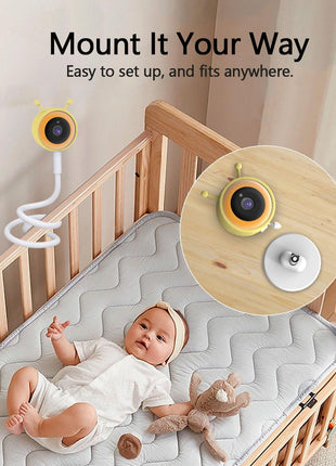 Smart Baby Monitor with Camera and Audio, Cute Design, RGB Color Night Light, HD Video, Cry Detection, Temperature Sensor, Two Way Talk, Remote Viewing, Lullabies, Ideal for New Parents