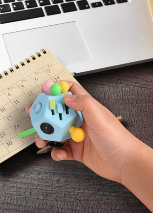 Fidget Dodecagon-12 Sided Fidget Toy Stress Relief Cube for Children and Adults, Silent Compact Classroom Gifts Stocking Stuffers for Teen Boys, Kids(B3 Blue Sky)