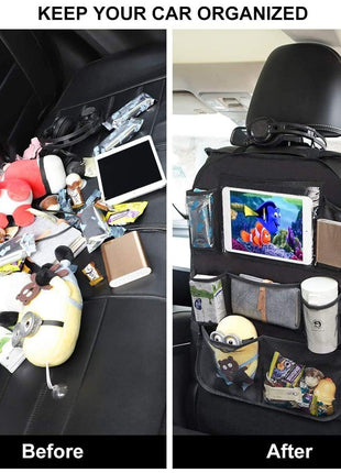 ONE PIX Backseat Car Organizer Mats Back Seat Organizers and Storage Bag with Touch Screen Tablet Holder for Kids Toddlers Car Seats, Travel Accessories, Road Trip Essentials Kids