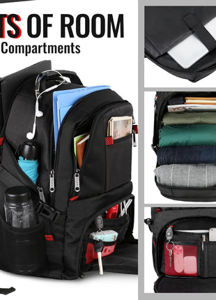 YOREPEK Large Laptop Backpack for Men, Heavy Duty Travel Backpack | Carry On Flight Approved, 17 Inch College Work Bookbag, Water Resistant Business Backpack for Men Women mochilas para hombres