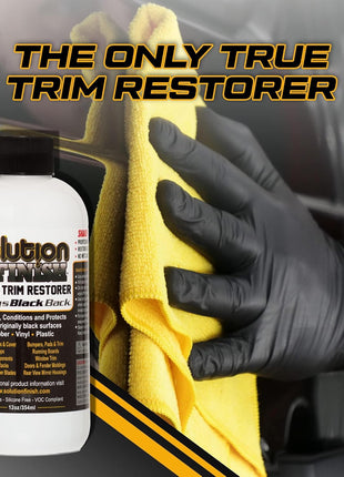 Solution Finish - Black Plastic & Vinyl Trim Restorer - Use for Car and Truck Detailing, No Wet Look, Instantly Revives Color to Trim, Bumpers, Mud Flaps, Etc., Black (12 oz)