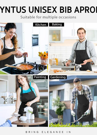 Syntus Apron for Men Women, Adjustable Cooking Kitchen Chef Aprons with 2 Pockets