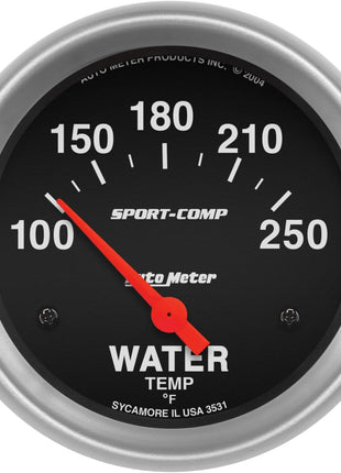 Auto Meter 3531 Sport-Comp Electric Water Temperature Gauge Regular, 2 5/8 inch