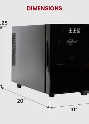 Koolatron 6 Bottle Wine Fridge – Freestanding Wine Cooler with Glass Door, 0.6 cu ft (16 L) Beverage Can Refrigerator, Digital Temperature Control, Ideal for Red, White & Sparkling Wine, Champagne