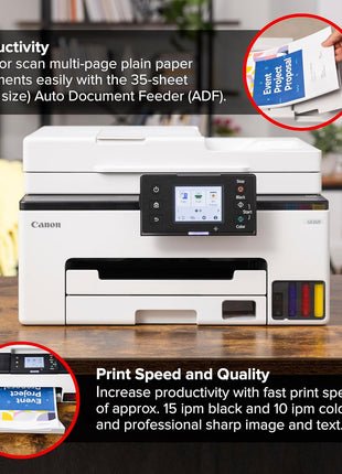 Canon MegaTank MAXIFY GX2020 All-in-One Wireless Color Printer – Print, Copy, Scan with Duplex Printing – Refillable Tank System, Compact Desktop Design – Wireless Print Scan Copy for Home & Office