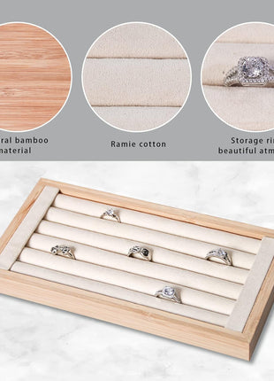 Bamboo Ring Holder,Ring Display Stand,Jewelry Organizer Stand for Rings Earrings Selling(Beige)