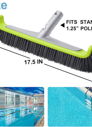 Sepetrel 17.5 inch Pool Brush Head for Cleaning Walls,Heavy Duty Inground/Above Ground Swimming Pool Scrub Brushes with Premium Strong Bristle & Reinforced Aluminium Back