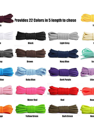 Handshop Half Round Shoelaces 1/4 inch - Oval Shoe Laces Replacements For Sneakers and Athletic Shoes Sports Black 45.3 inch (115cm)