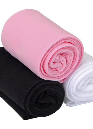 EVERSWE 3 Pairs Pack Girls Microfiber Tights Multiple Colors (White/Black/Pink, 4-6)