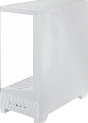 ASUS A31 White ATX Mid-Tower Gaming Case, Dual Tempered Glass, Frameless, BTF Hidden Connectors, 360 AIO Support, Angled Base, ARGB, Optimized Airflow, Seamless Cable Management, 2 Year Warranty