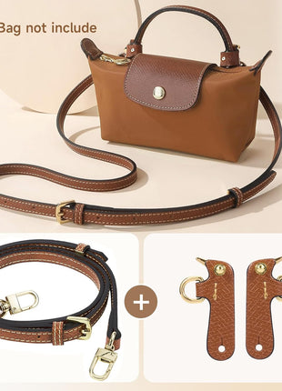 Purse Straps Replacement, Leather Handbag Crossbody Shoulder Strap Kit Adjustable for Mini Longcamp Tote Bag Women