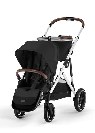Cybex Gazelle S All-in-One Toddler and Baby Stroller with Over 20 Modular Configurations, Ergonomic Near-Flat Recline, Shopper Basket, and Compact Fold, Moon Black, Silver Frame