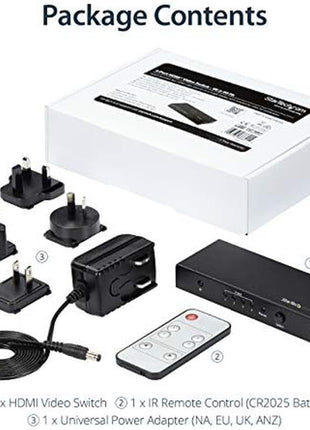 StarTech.com HDMI 2.0 Switch - 4 Port - 4K 60Hz - HDMI Automatic Video Switch Box - Multi Port Hub w/ 1 In 4 Out Functionality (VS421HD20)