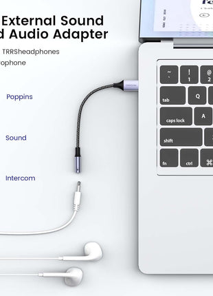 MOSWAG USB to 3.5mm Jack Audio Adapter 0.65Feet/20cm, External Sound Card Support Mic TRRS Headset with 3.5mm Aux Stereo Converter Compatible with Windows, PC, Laptop, Mac, Linux, Desktops, PS4