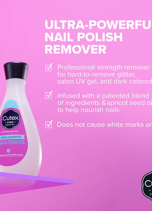Cutex Gel Nail Polish Remover, Ultra-Powerful & Removes Glitter and Dark Colored Paints, Paraben Free, 6.76 Fl Oz