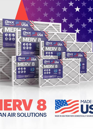 BNX TruFilter 20x25x1 Air Filter MERV 8 (6-Pack) - MADE IN USA – Dust & Pet Defense Electrostatic Pleated Air Conditioner HVAC AC Furnace Filters for Dust, Pet, Mold, Pollen MPR 600 – 700 & FPR 5