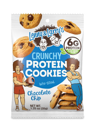Lenny & Larry's The Complete Crunchy Cookie, Chocolate Chip, 6g Plant Protein, Vegan, Non-GMO, 1.25 Ounce Pouch (Pack of 12)